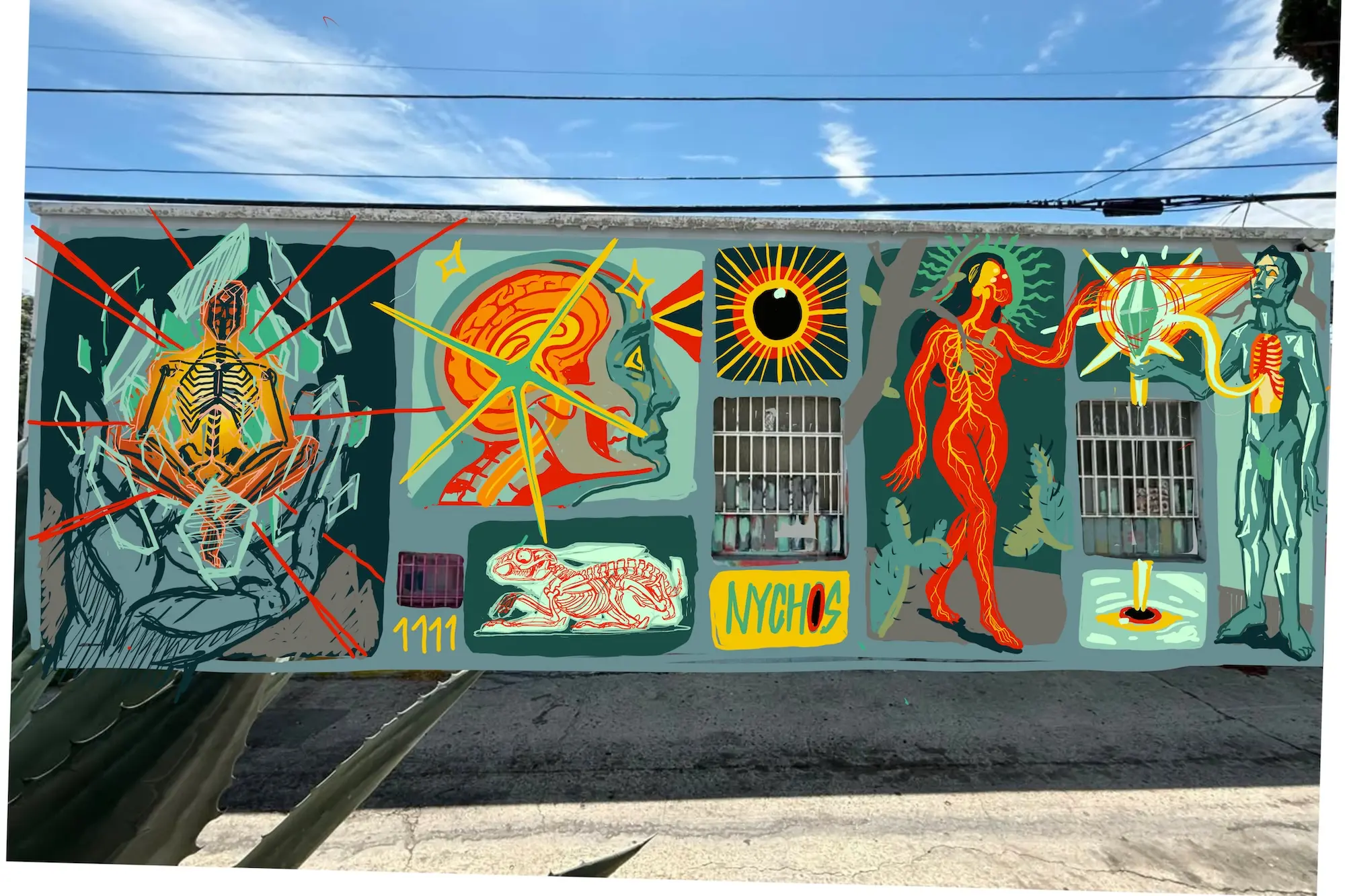 The proposed mural for the side wall of Soap Plant / Wacko.